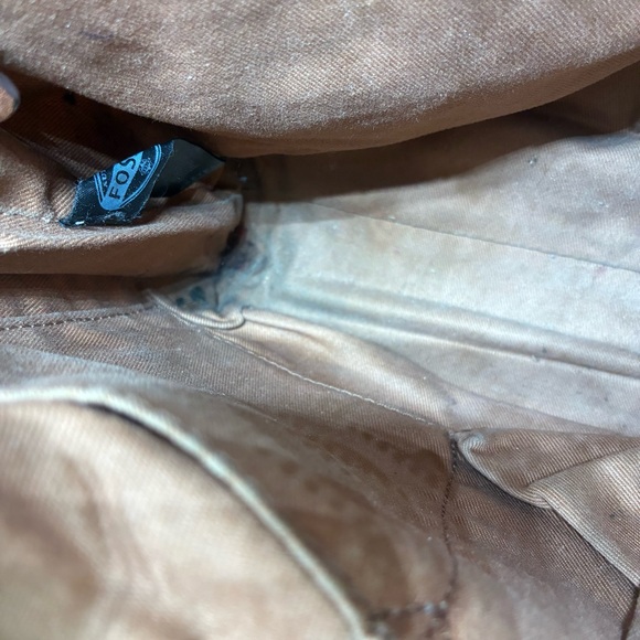 Fossil Fiona Polka Dot Canvas Crossbody Shoulder Purse Bag Cow Hide - Picture 11 of 12